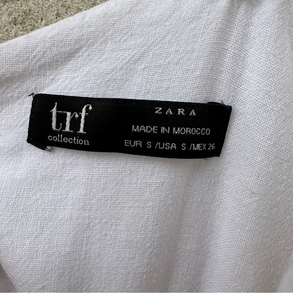 Zara TRF White Tie Back Button Front Midi Dress Spaghetti Strap S Coastal Summer - Picture 5 of 10